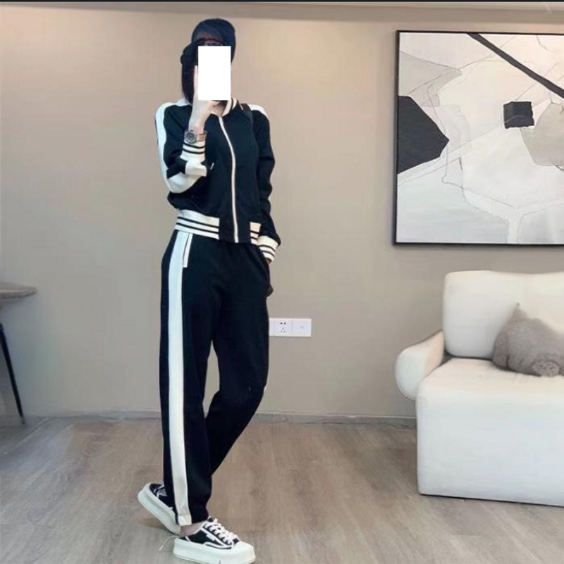 Damenbekleidung lässige Sportanzüge für Damen Frühling und Herbst neuer Stil trendige Nähte Baseball-Sweatshirt zweiteiliger Anzug_voghion.com