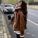 Retro Chic Shearling Jacket – Mocha Brown, Genuine Wool & Suede, Vintage Biker Style For Bold Elegance_voghion.com