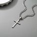 Collier avec pendentif croix en acier inoxydable style hip-hop pour homme, bijou simple et classique_voghion.com