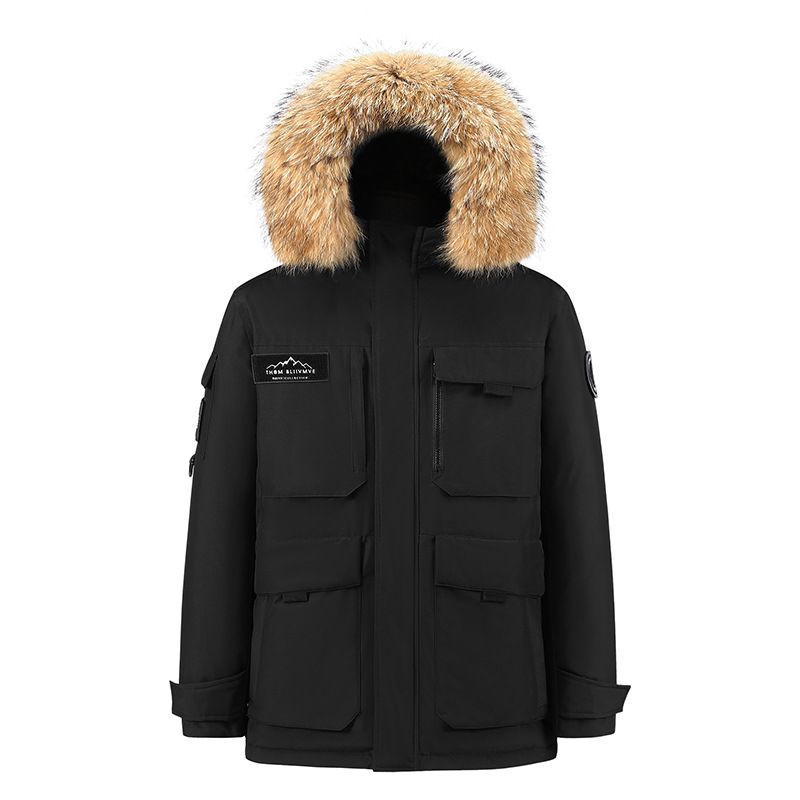 Trendige, übergroße Parkajacke mit Kapuze und Kunstpelzbesatz – Entendaunenmantel mit 650er Füllkraft für extrem kaltes Wetter (-30 °C), wasserabweisend_voghion.com