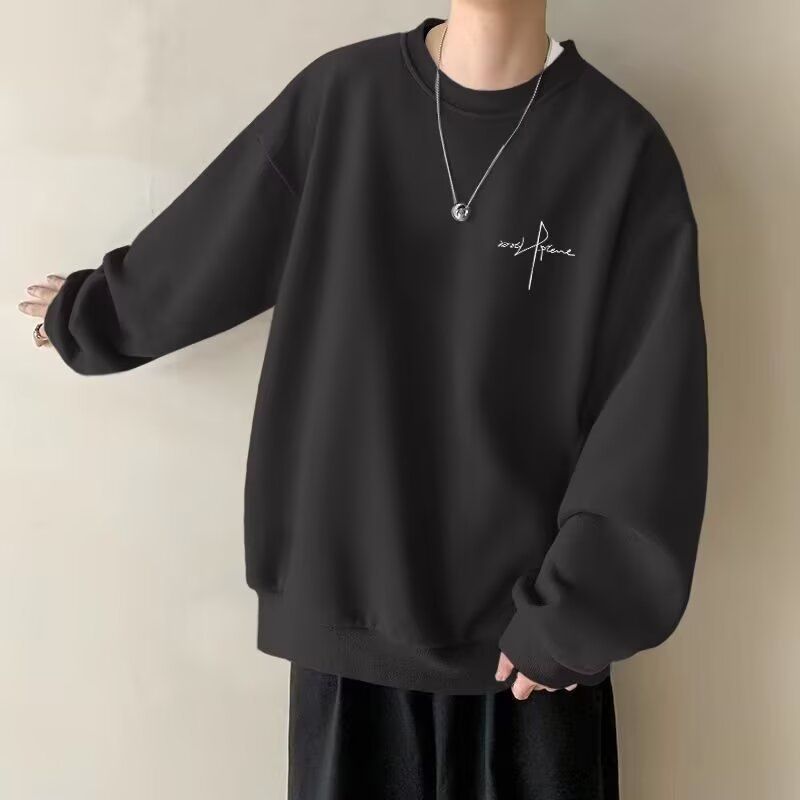 Vielseitiges Rundhals-Sweatshirt für Herren – Minimalistische Unterwäsche und lässiges Oberteil (Schwarz/Weiß/Apricot/Dunkelgrau, Normal- und Samtoptionen, Größen M-5XL)_voghion.com