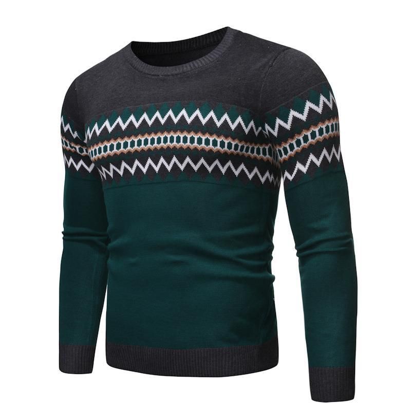 Maglione casual da uomo O-collo Slim Fit Knitting Maglioni e pullover a righe da uomo Pullover da uomo XXL_voghion.com