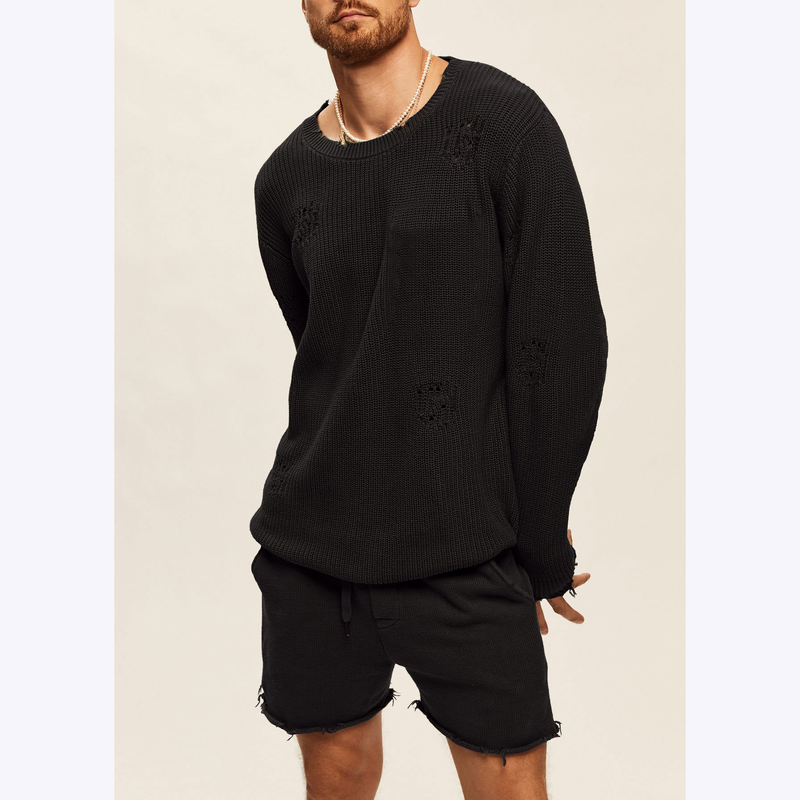 Abbigliamento oversize 2024 autunno nuovo maglione sciolto lavorato a maglia set sportivo casual in lana da uomo_voghion.com