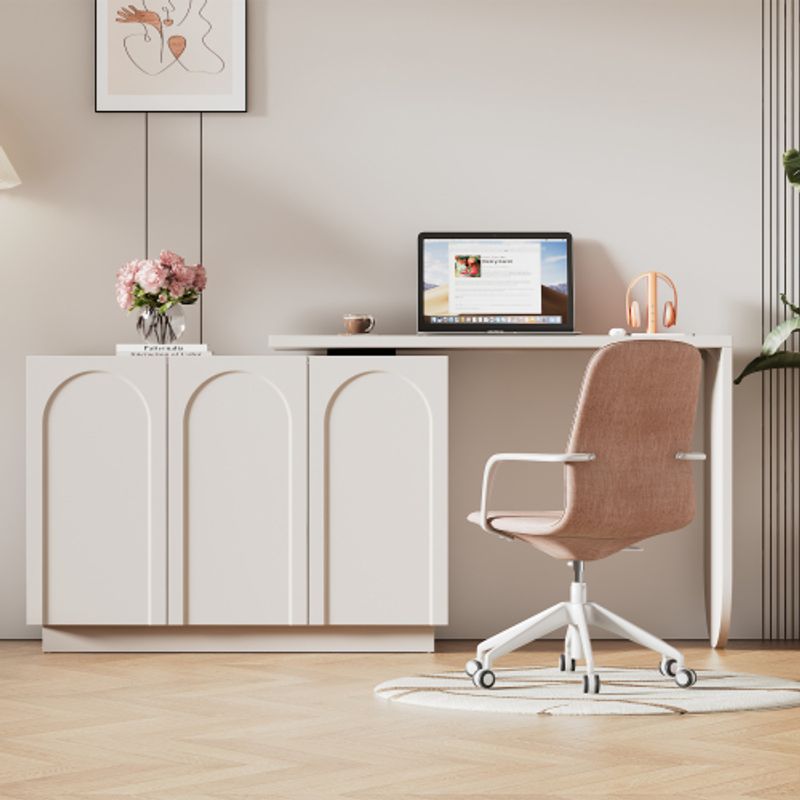 Schreibtisch, Drehbarer L-förmiger Eck-Computertisch, Bürotisch, Frisiertisch, Weiß 110 Cm_voghion.com