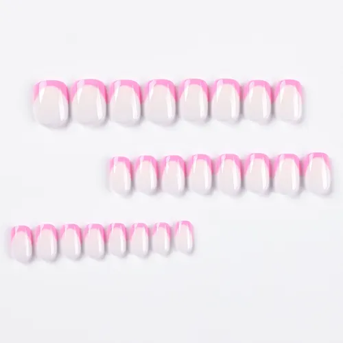 Panel de uñas de moda para usar en estilo corto Panel de uñas francés minimalista rosa_voghion.com