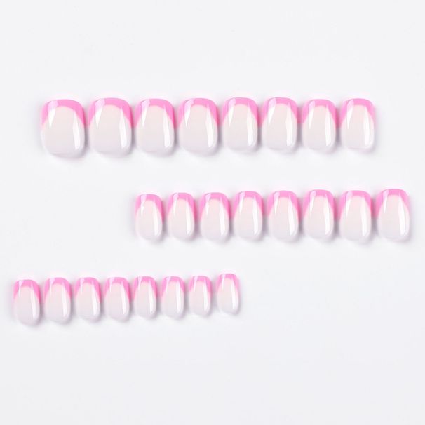 Painel de unhas elegante estilo curto minimalista rosa painel de unhas francês_voghion.com
