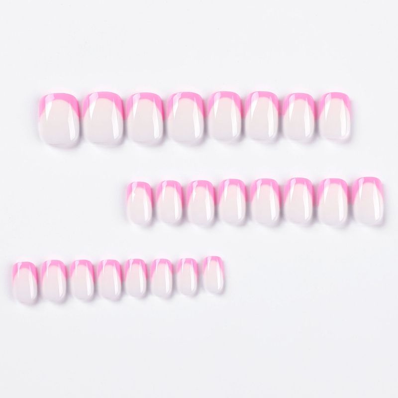 Modisches Nagelpanel im kurzen Stil, minimalistisches rosa French-Nagel-Panel_voghion.com