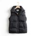 Women's Quilted Vest With Stand Collar, Lightweight Padded Coat, Loose Fit Casual Jacket, Open Front Sleeveless Outerwear For Fall Winter_voghion.com