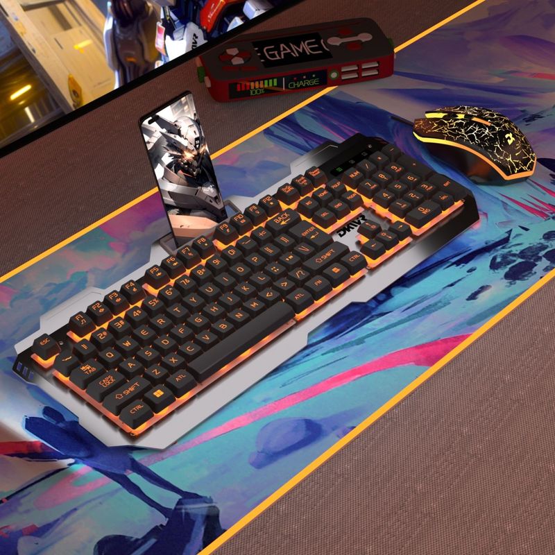 Set Mechanical Feel Gaming Desktop Laptop Universal Computer Wired Keyboard Mouse USB Illuminated_voghion.com