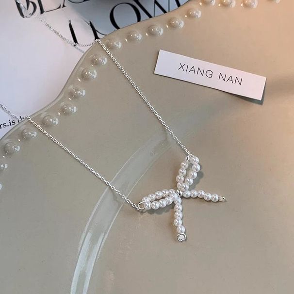 Collana girocollo con fiocco di alta qualità, perla di nicchia, temperamento dolce e super fatato, versatile catena per clavicola, catena per collo_voghion.com