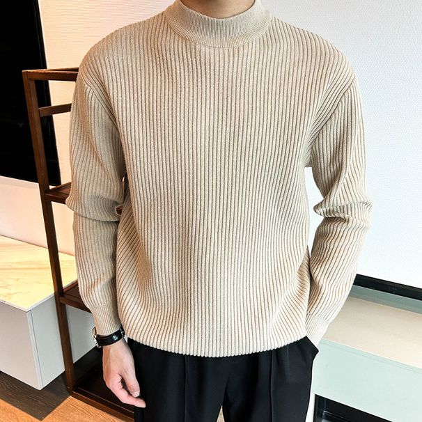 Men’s Slim-Fit High Neck Sweater – 7 Solid Colors, Breathable & Wrinkle-Resistant For Business Casual & Layering_voghion.com
