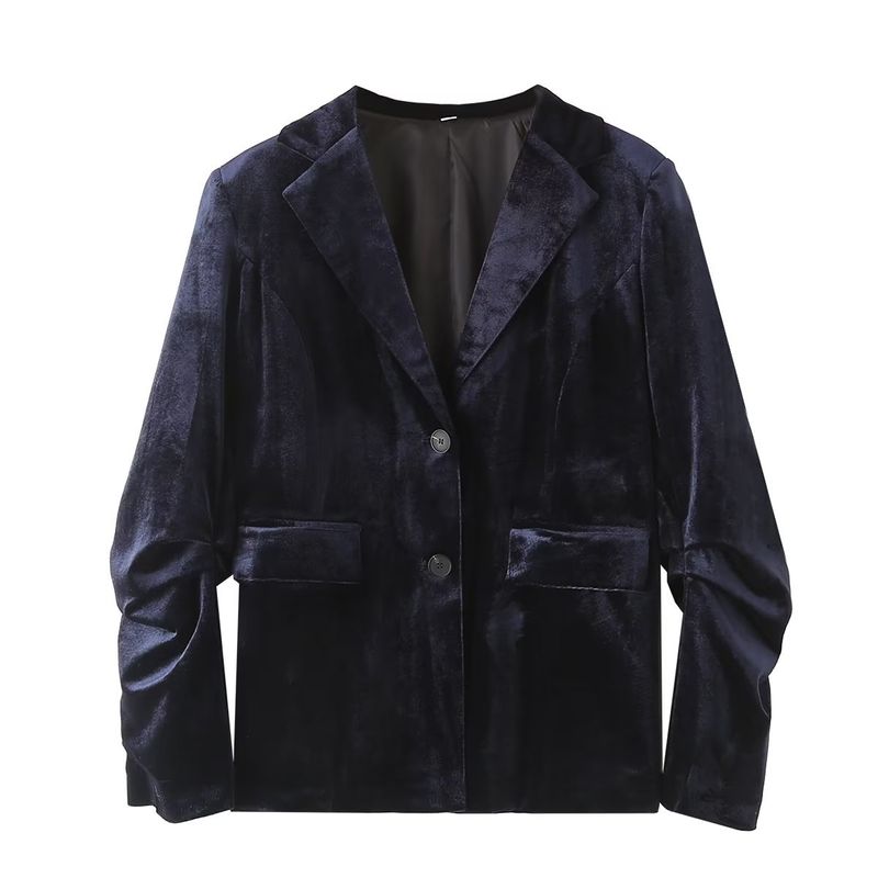 Veste de costume ample et amincissante en velours de couleur unie pour femme, nouvelle collection automne/hiver 2023_voghion.com