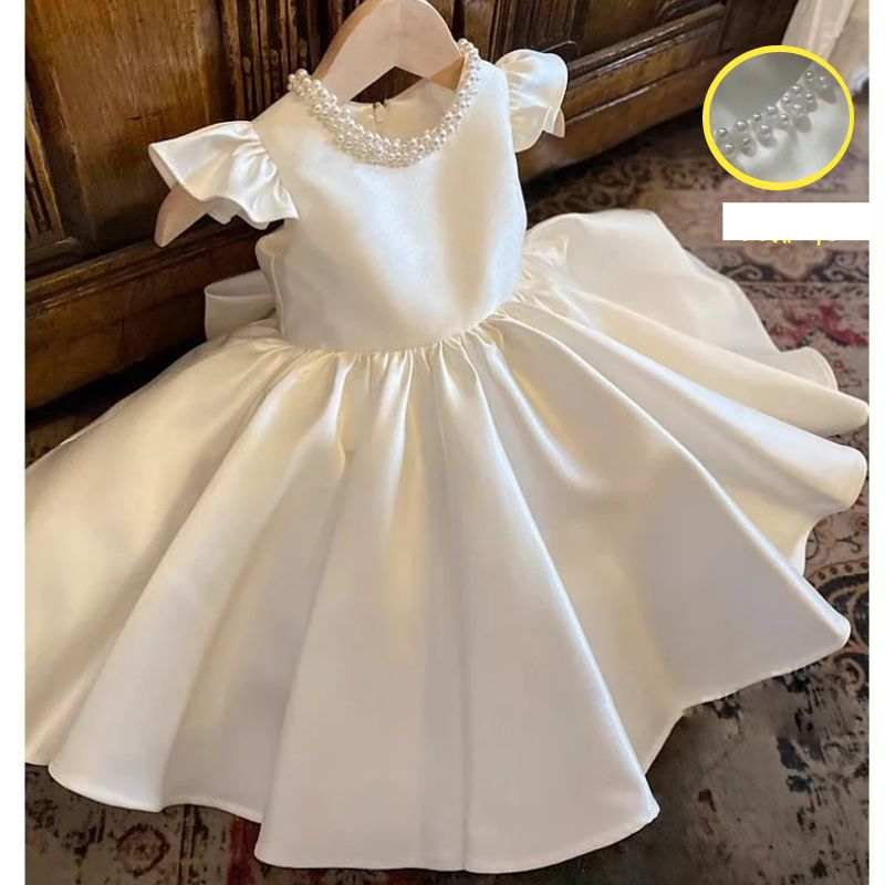 Satin Princess dress Pompadour dress Baby's first birthday dress Girl's birthday dress Floral children's dress summer_voghion.com