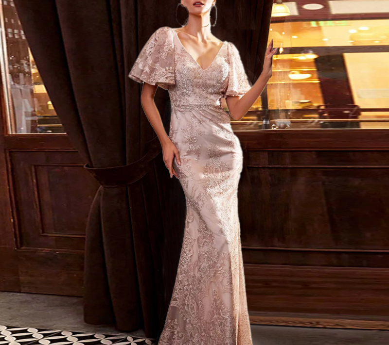 Damenbekleidung Handbesticktes Kleid Frühling und Sommer Großes Party-Abendkleid_voghion.com