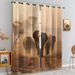 Tende oscuranti con motivo a elefanti africani, tende con motivi a tema foresta e migrazione della natura, tende oscuranti con isolamento termico per sala banchetti e teatro._voghion.com