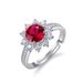 Anello aperto con rubino coltivato girasole da donna in argento S925 completamente intarsiato con pietra preziosa colorata coltivata_voghion.com