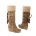 Botas de piel de oveja con cordones, de caña alta, rectas, cálidas, para nieve, tallas grandes para mujer_voghion.com