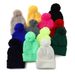 Berretto in maglia per bambini con pompon - Caldo cappello invernale per ragazzi e ragazze - Design a coste morbido ed elasticizzato - Protezione per le orecchie - Colori a tinta unita_voghion.com