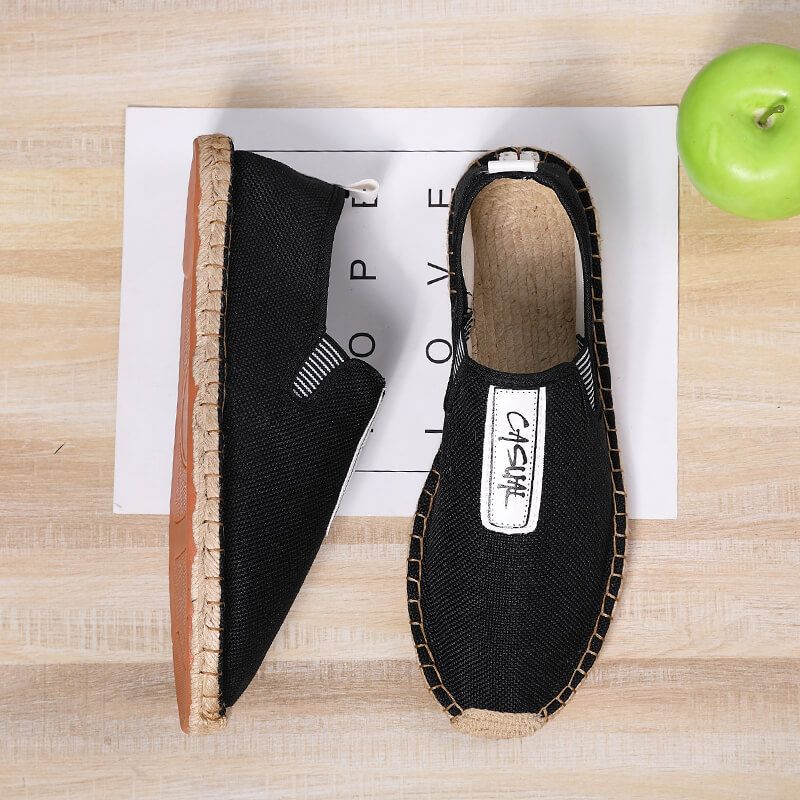 Cena/výkon Letní plátěné korejské vydání Neformální pánské rybářské boty s trávou, pletené z trávy, One Step Lazy Old Beijing Linen Shoes_voghion.com