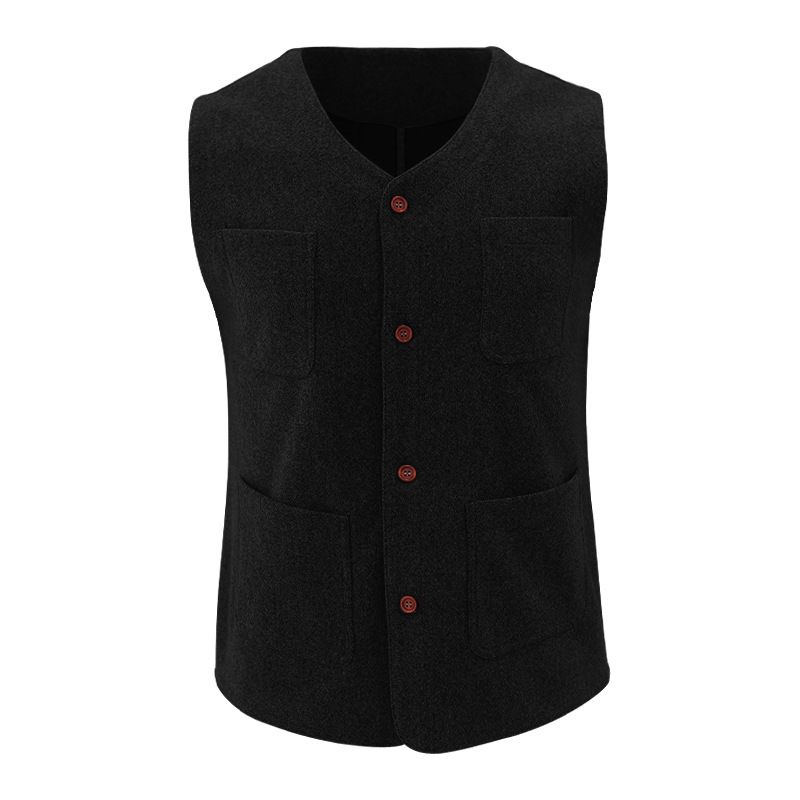 2024 Spring and Autumn Casual Woolen Vest Men's Slim Fit Single breasted Top Cardigan_voghion.com