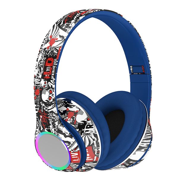 P85 Foldable Wireless Bluetooth Headphones With Graffiti Design, Deep Bass & Multi-Mode (Bluetooth/AUX/FM/SD Card), Lightweight ABS+PU For Travel_voghion.com