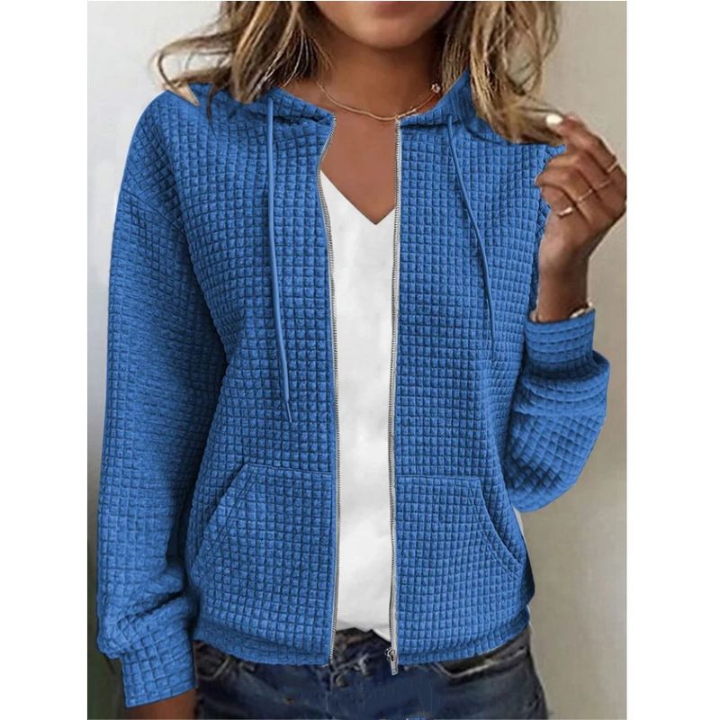 2024 Women's Zipper Hooded Cardigan Long Sleeve Sweater Coat_voghion.com