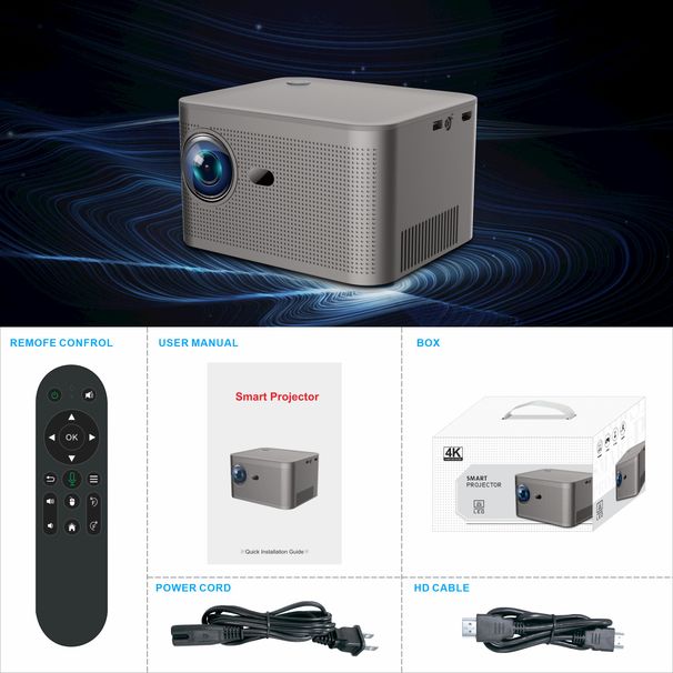 HY350 Smart Projector 4K Android 11 Dual Wifi6 350 ANSI Quad-core Allwinner H713 2GB 32GB 1080P Home Cinema Outdoor Projector_voghion.com