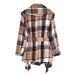 Moda donna nuova autunno e inverno classico cappotto a quadri con spalline a contrasto_voghion.com