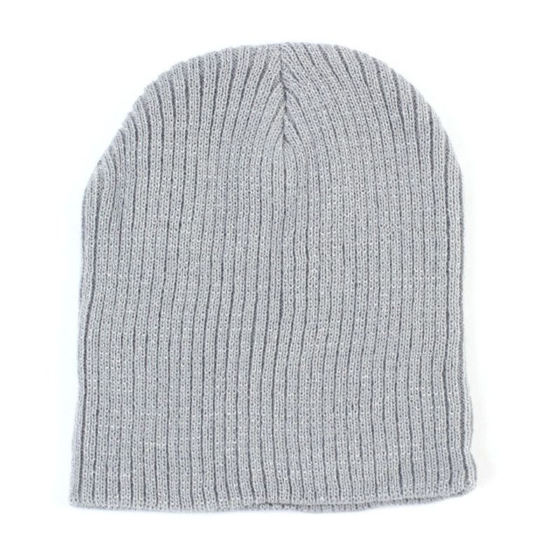 Gorro con banda para la cabeza cálido de otoño/invierno de rayas de lana de seda plateada y multicolor, corto y largo para mujer_voghion.com