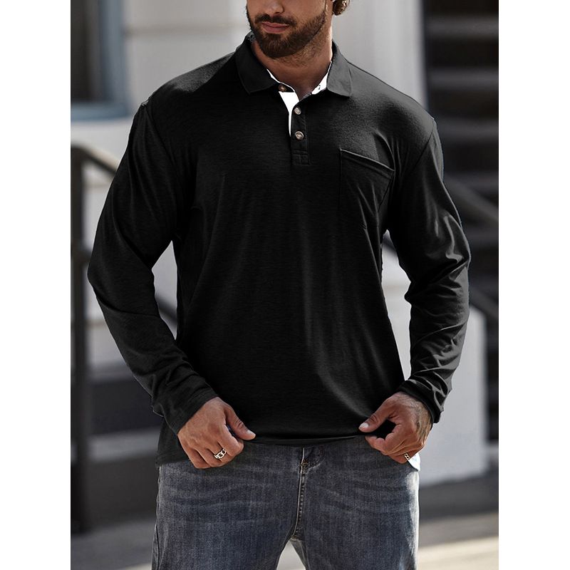Magliette a maniche lunghe con risvolto da uomo, polo larghe da uomo, camicie con fondo_voghion.com