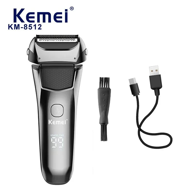 Kemei KM-8512 rasoir électrique lavable Rechargeable feuille imperméable rasoir humide et sec toilettage tondeuse à barbe pour hommes_voghion.com
