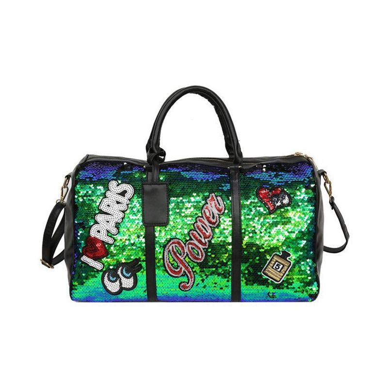 Vår 2024 Glitter PU Mote Fritidsreiseveske Stor Kapasitetsveske_voghion.com