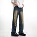 American retro drape denim jeans, men's hip-hop loose edge floor mop pants, street hip-hop design sense_voghion.com
