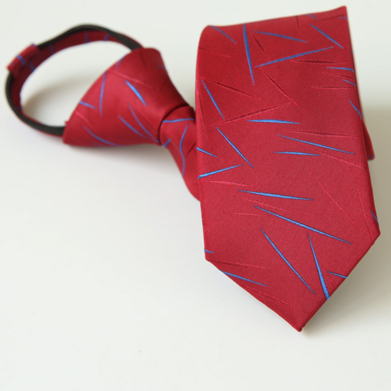  men's narrow version zipper tie casual wedding pure black red easy pull _voghion.com