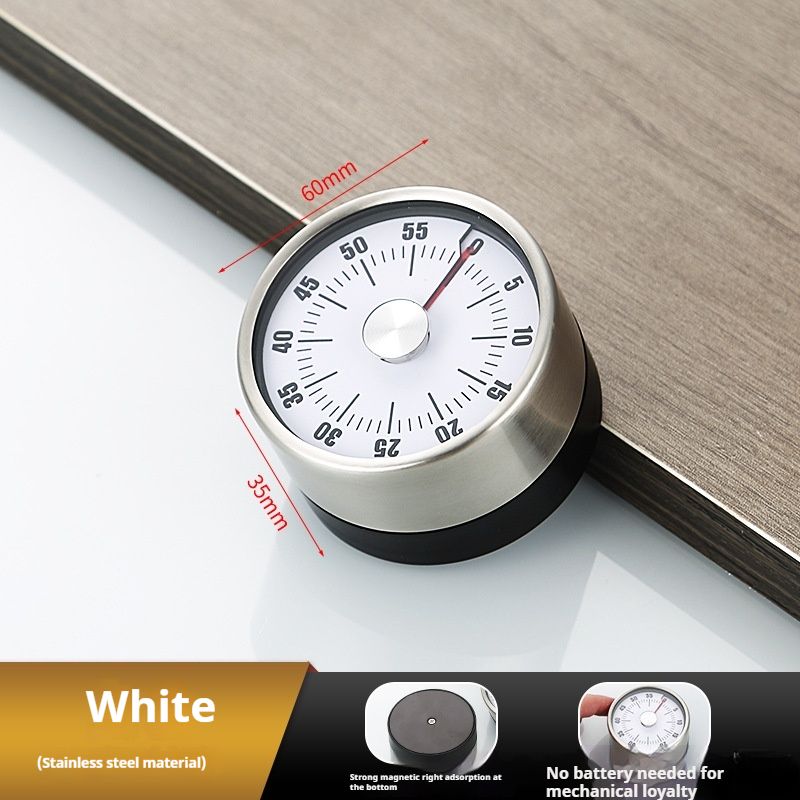 Timer meccanico moderno e minimalista con base magnetica - Conto alla rovescia visivo silenzioso per cucina, studio e ufficio (bianco/nero/rosso, non necessita di batteria)_voghion.com