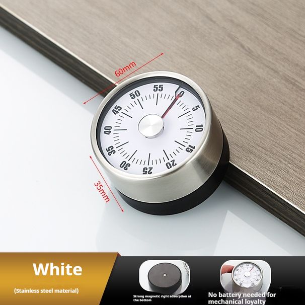 Timer meccanico moderno e minimalista con base magnetica - Conto alla rovescia visivo silenzioso per cucina, studio e ufficio (bianco/nero/rosso, non necessita di batteria)_voghion.com