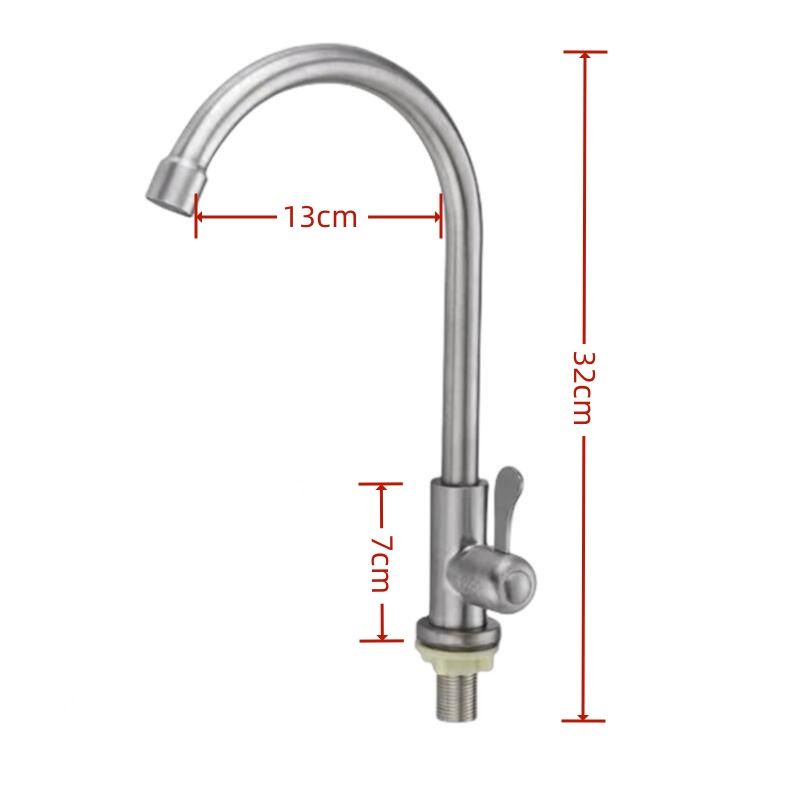 Rubinetto per acqua fredda con maniglia singola in acciaio inossidabile 304, lavello da cucina, montaggio in superficie, finitura spazzolata, rubinetto girevole verticale_voghion.com