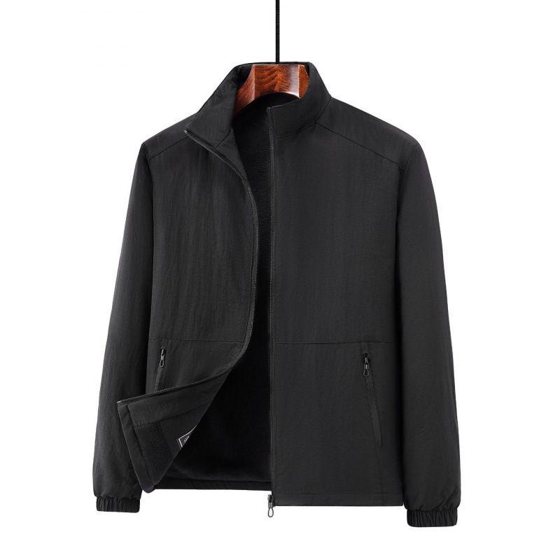 Herrenbekleidung, Fleecegefütterte Winterjacke, Winddichter, Verdickter Mantel Mit Stehkragen, Slim Fit Freizeitoberbekleidung Für Jugendliche Und Erwachsene (Dunkelblau)_voghion.com