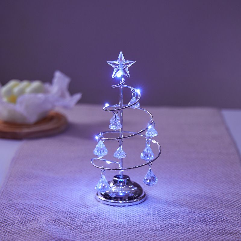 Christmas decorations, electroplated iron Christmas tree, luminous crystal Christmas tree, night light, Christmas gift ornaments_voghion.com