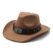Cowhide large cowhide head with woolen fabric, wide brim for protection warmth, Western cowboy top hat, men's and_voghion.com