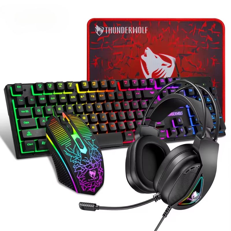 4 In 1 Gaming Keyboard And Mouse And Gaming Headset And Mouse Pad Wired LED RGB Backlight Keyboard Combo For Desktop Computer PC_voghion.com