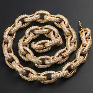 Collana con catena a croce in zirconia cubica Hip-hop da 10 mm, gioielli rap, Ice Out_voghion.com