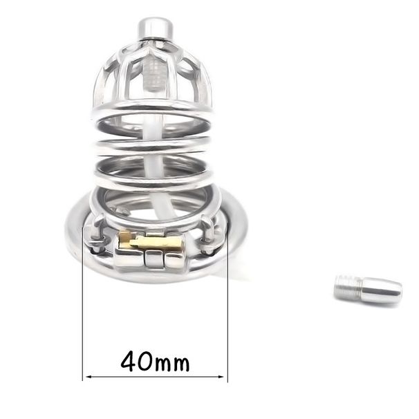 luckyqqyp FRRK-03 Male Stainless Steel Cage Lock Chastity Belt Catheter Anti-Removal Ring Adult Sex Toy_voghion.com