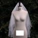 Wedding veil Double layer veil sewn with small crystal beads short bride's wedding certificate travel photo veil_voghion.com