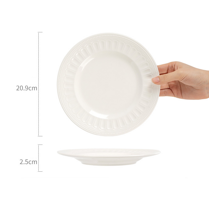 Ceramic Shallow Plate Japanese Style High Grade White Plate Ceramic Plate Household Dish Round Plate Tableware Western Plate_voghion.com