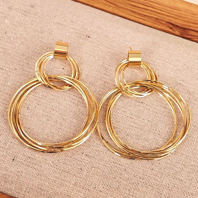 1 Pair Simple Style Circle Alloy Drop Earrings_voghion.com