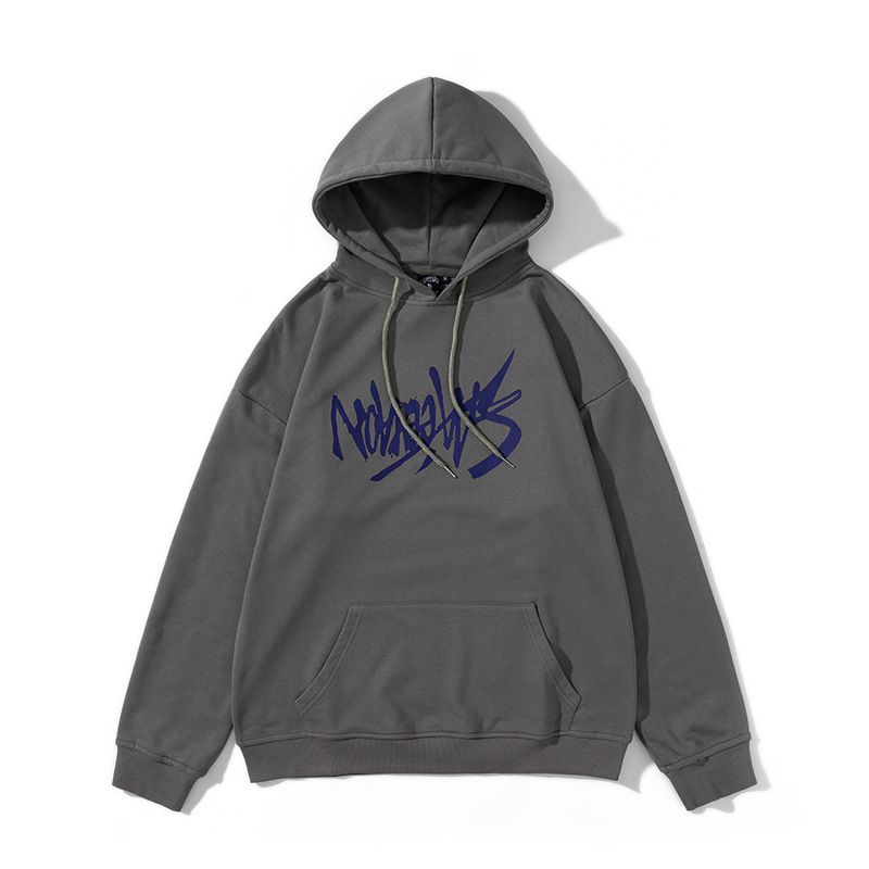 Herbst neue nationale Mode ins Design Sinn für Nische Schwerindustrie Druck grau langärmelig locker mit Kapuze Frauen_voghion.com