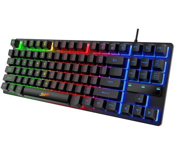 syct BEAL KB-10 Kablolu 87 Tuşlu Mekanik Hisli Gökkuşağı Anahtarı Işıklı Yüzen Tuş Başlıklı Oyun Klavyesi_voghion.com