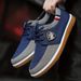 2023 Mens Breathable Canvas Skate Shoes Lace-up, Non-slip, Round Toe, Alphabets Pattern - Perfect for Outdoor Activities_voghion.com