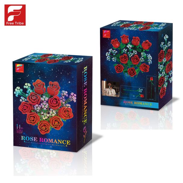 Building Blocks building blocks simulation rose bouquet assembly model desktop vase sunflower ornaments toy_voghion.com